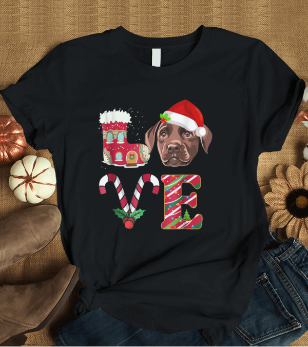 T-Shirt: LOVE Christmas Chocolate Labrador Holiday T-Shirt LOVE Christmas Chocolate Labrador Holiday T-Shirt