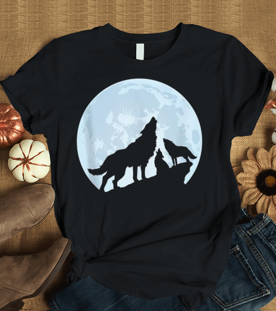 Wolf Howling At the Full Moon Trio T-Shirt