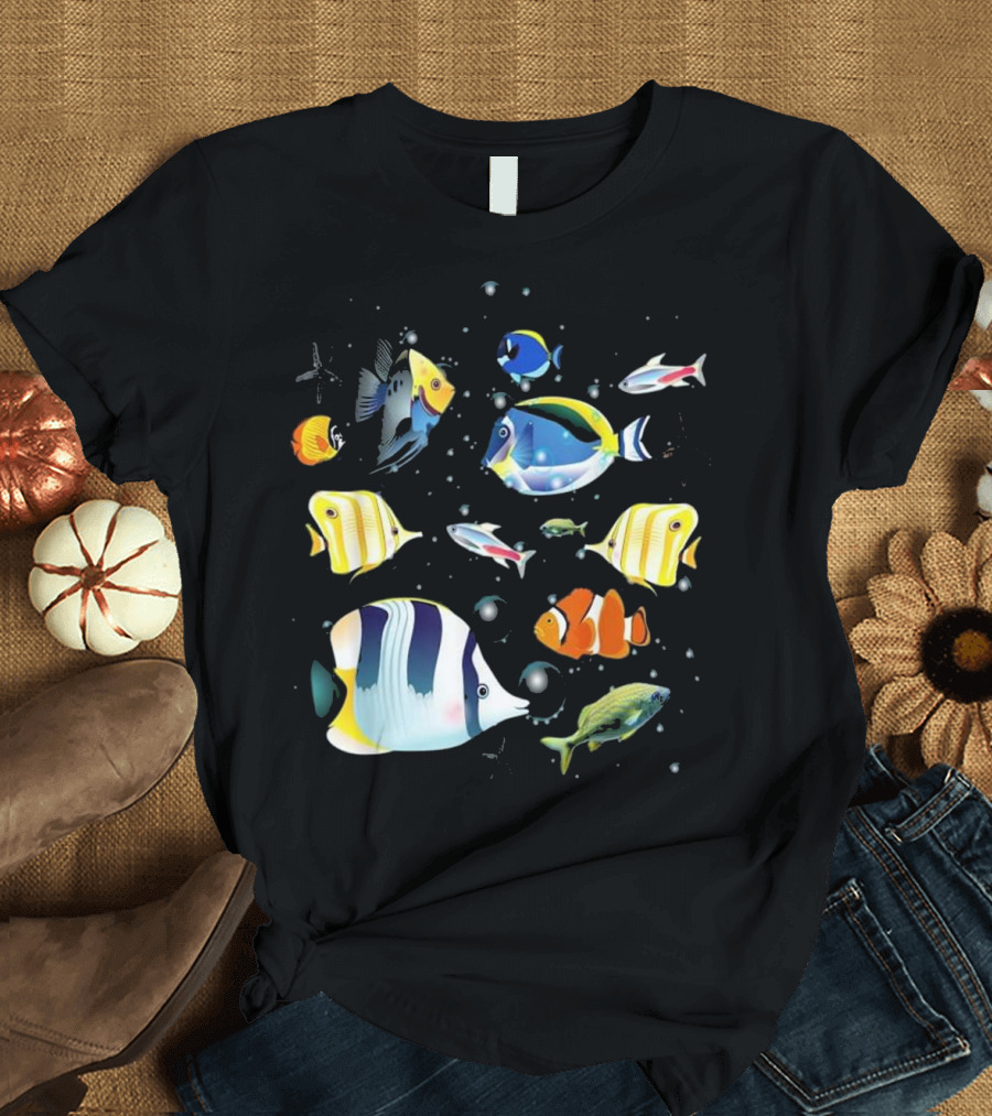 Tropical Fish Aquarium Under Ocean with Colorful Marine Life T-Shirt