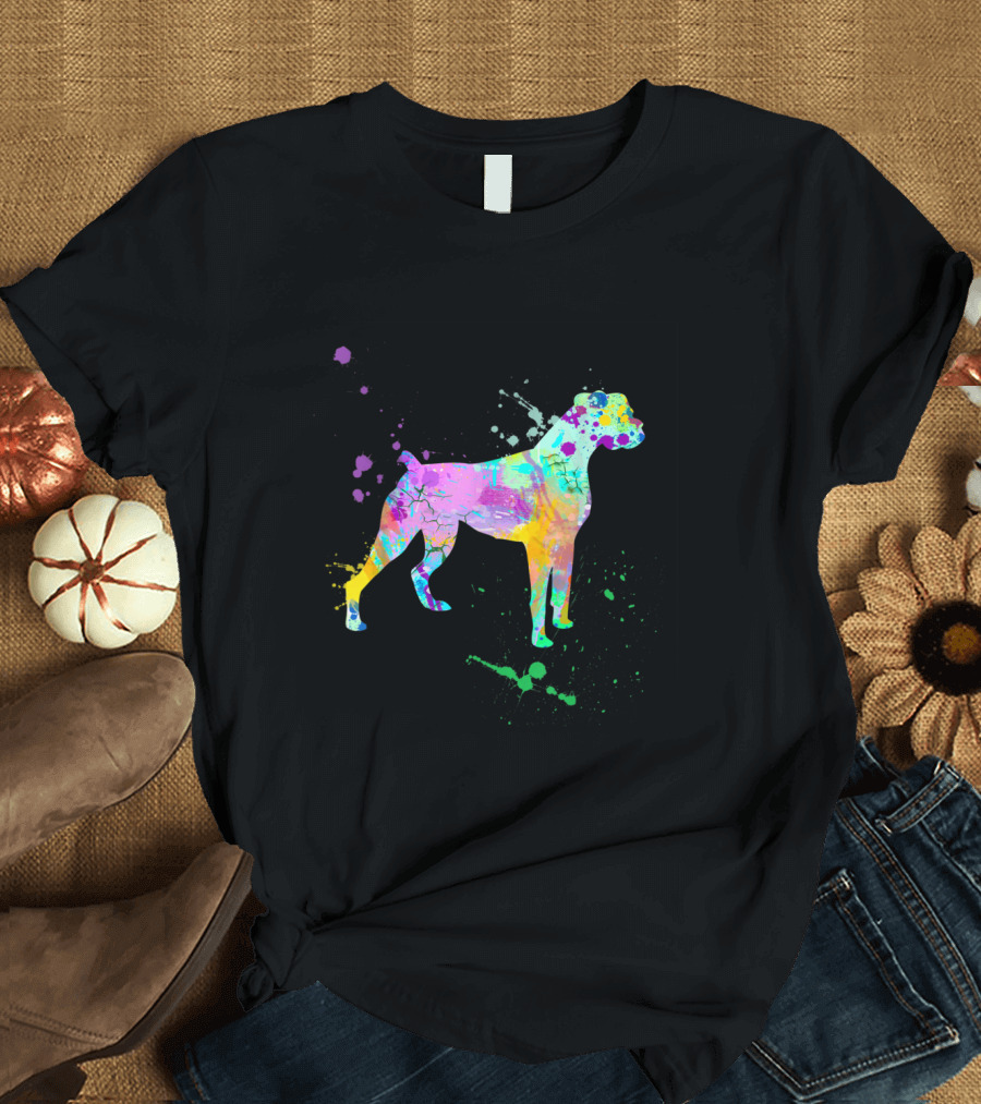 Boxer Watercolor Love Paint Dog T-Shirt