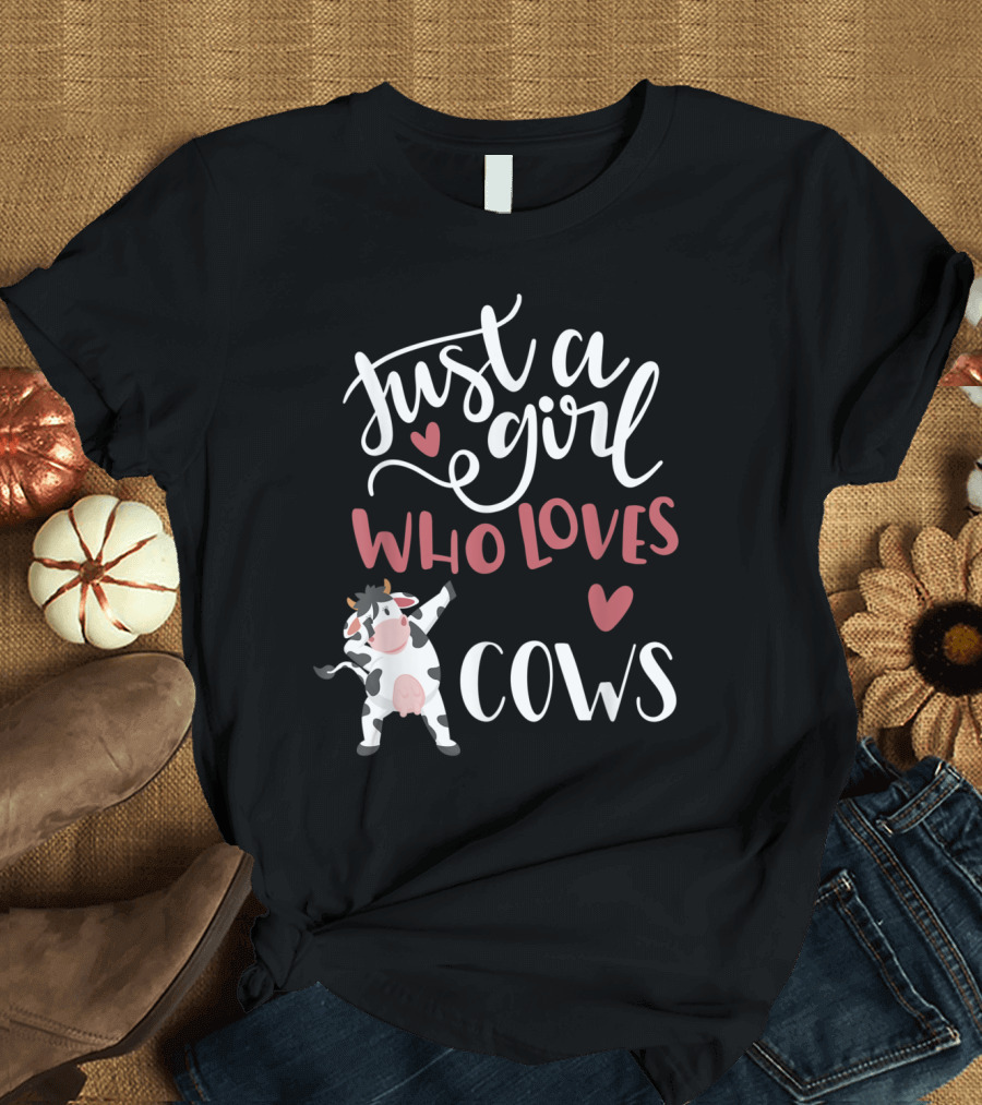 Just A Girl Who Loves Cows Dabbing Cow T-Shirt