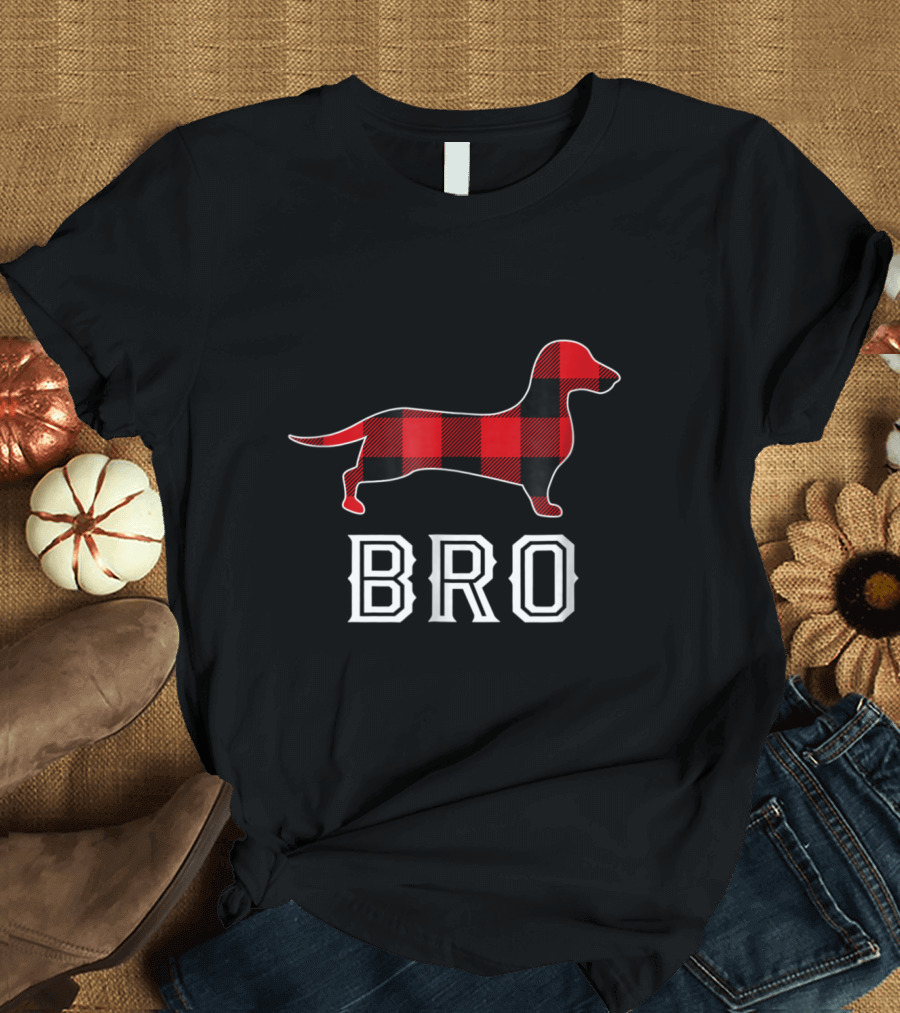 Bro Plaid Dachshund Dog T-Shirt