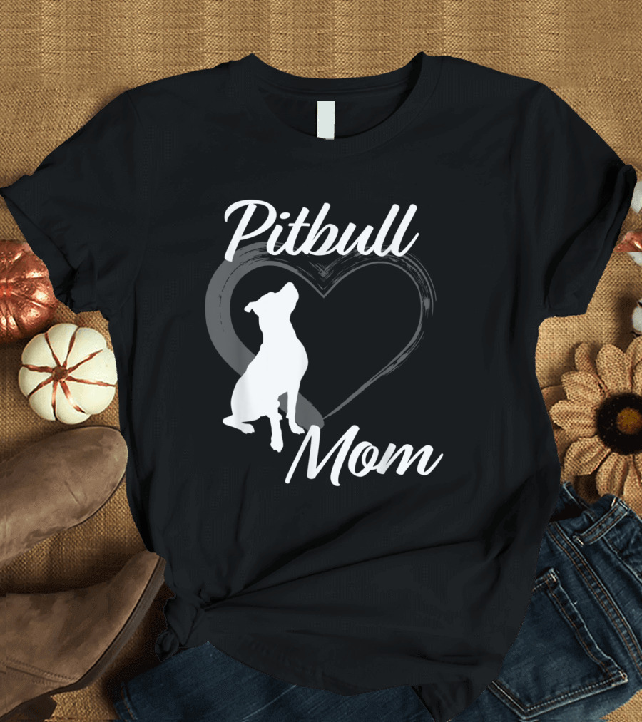 Pitbull Mom Heart T-Shirt