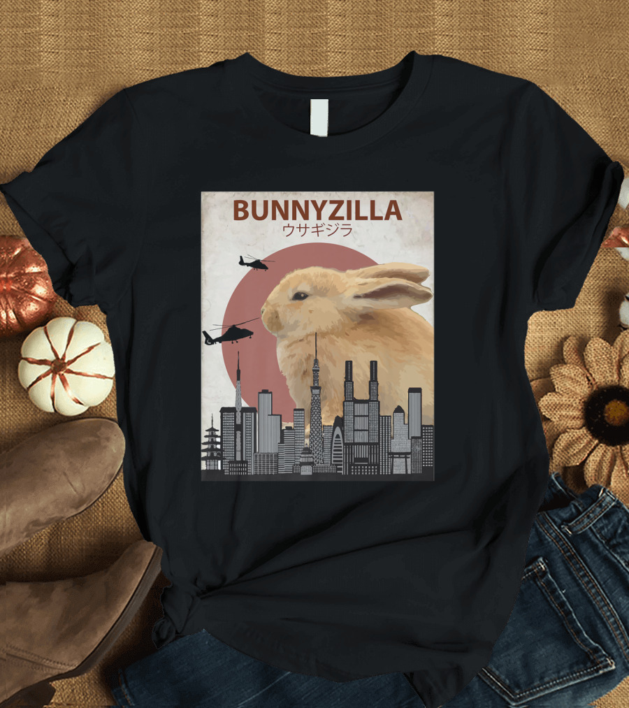 Bunnyzilla City Skyline Helicopters T-Shirt