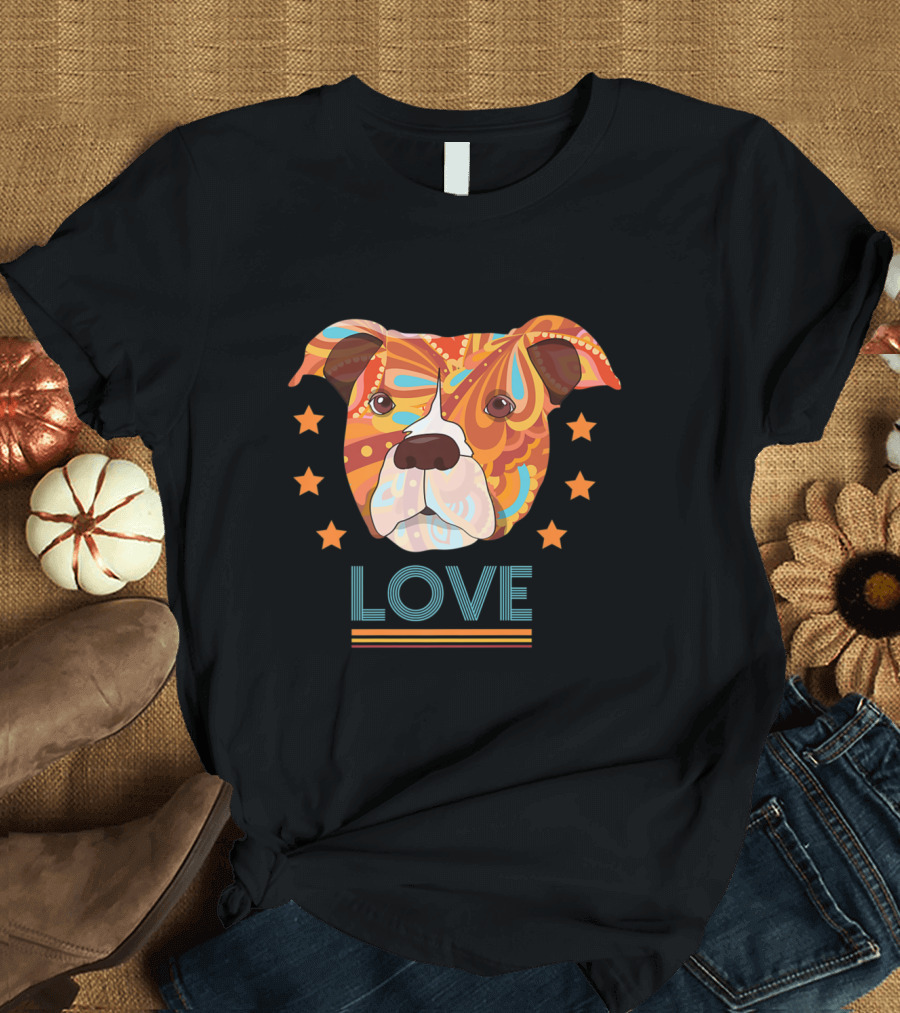 Love Pitbull Colorful Pattern Best Idea For Dogs Pet T-Shirt