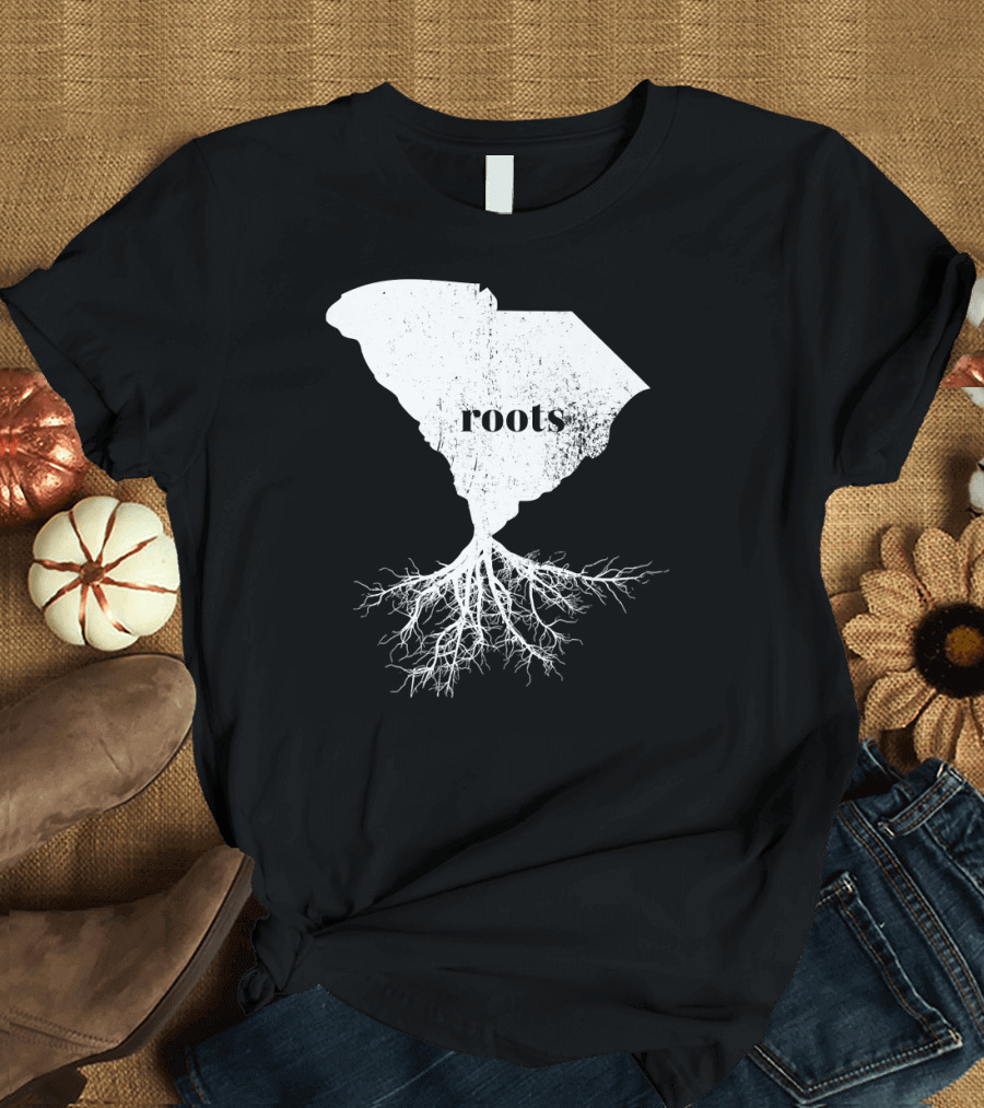 South Carolina Roots Silhouette with White Map and Tree T-Shirt