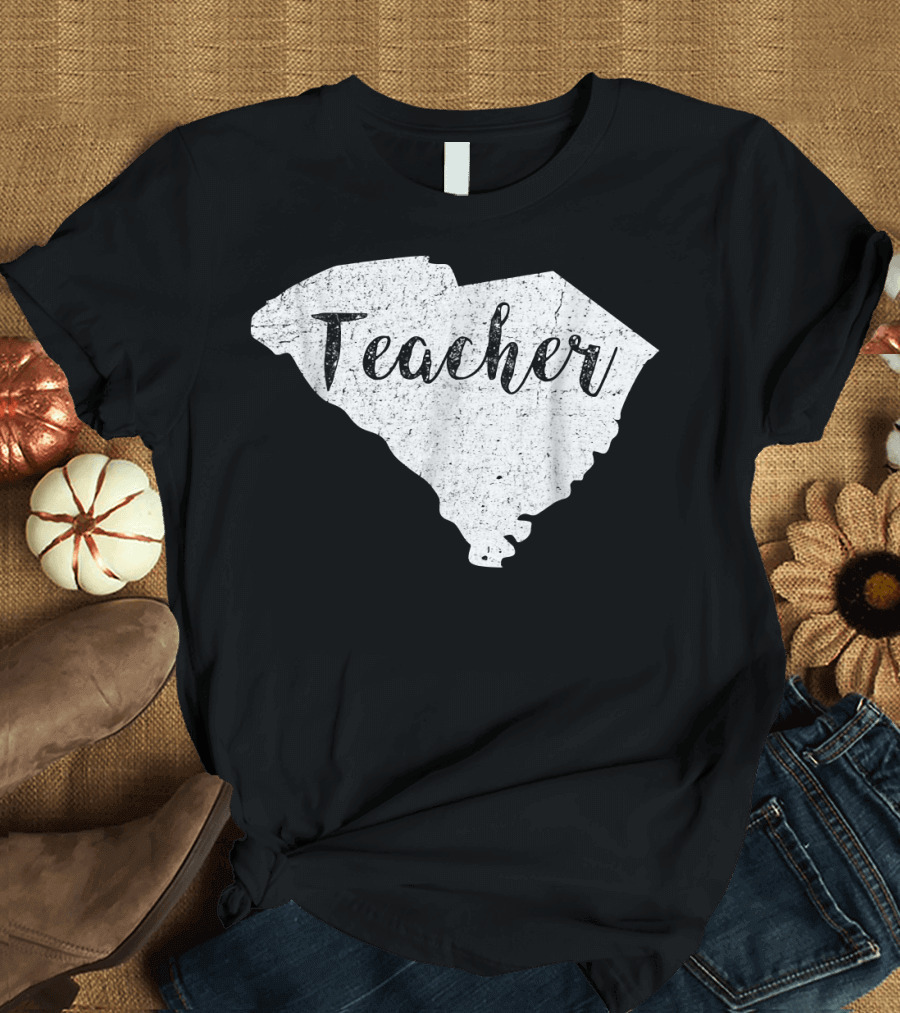 South Carolina Teacher Vintage Map T-Shirt