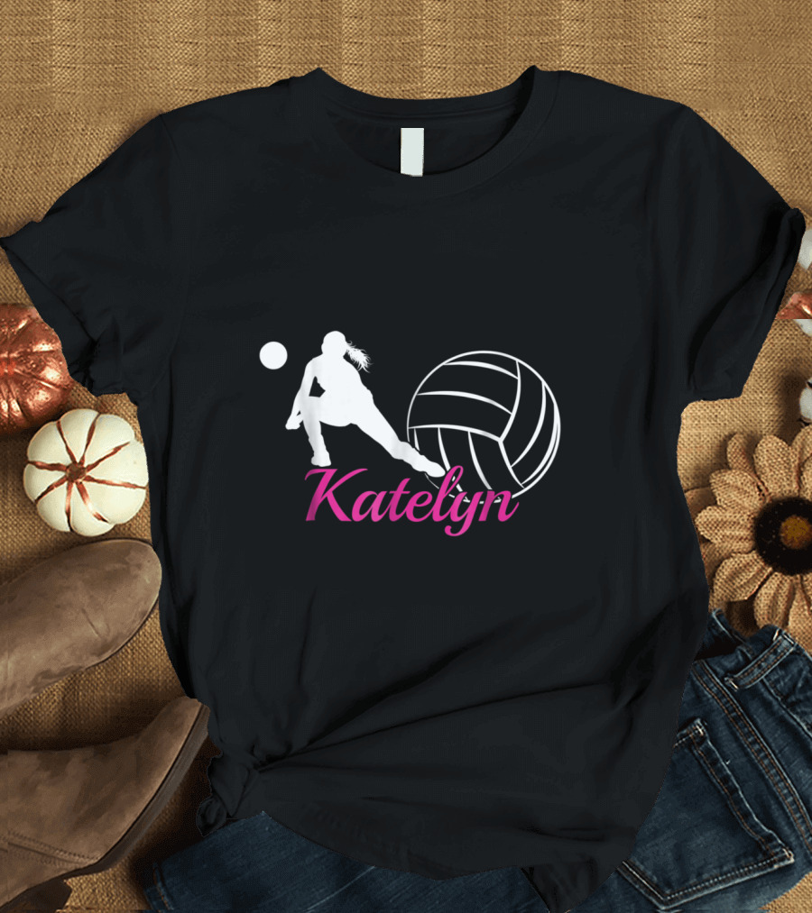 Katelyn Volleyball Player Silhouette with Ball T-Shirt