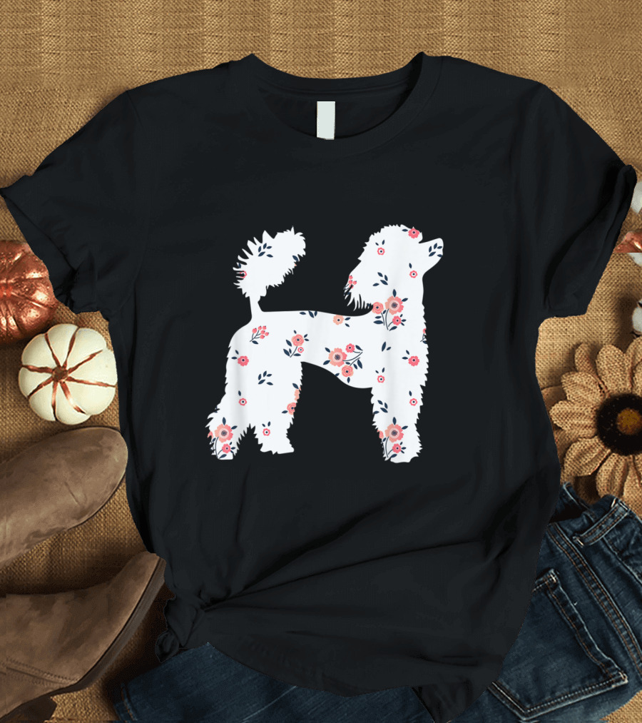 Funny Poodle Cute Dog Flower T-Shirt