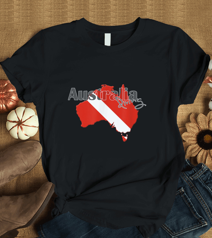 Australia Diving Diver Flag Map T-Shirt