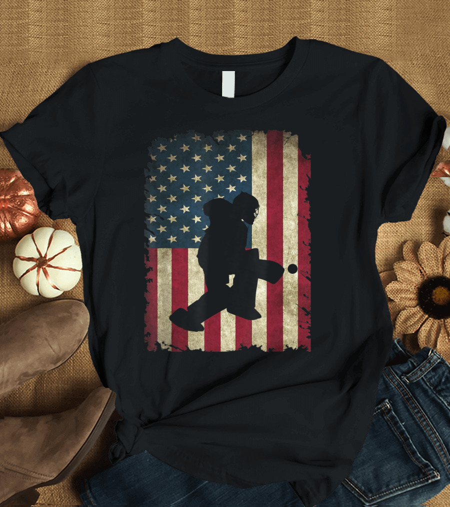 Field Hockey Goalie American Flag Girls T-Shirt