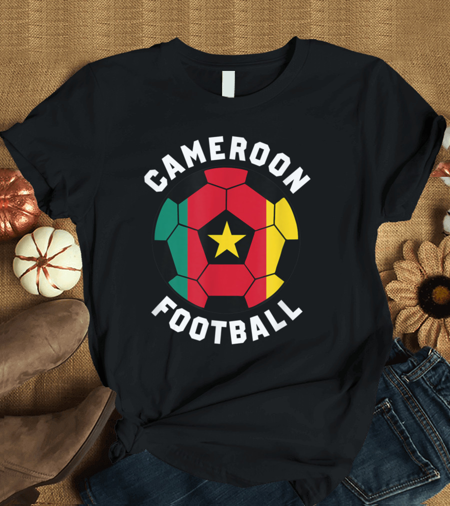 Cameroon Football Soccer Emblem Flag Colors and Star T-Shirt