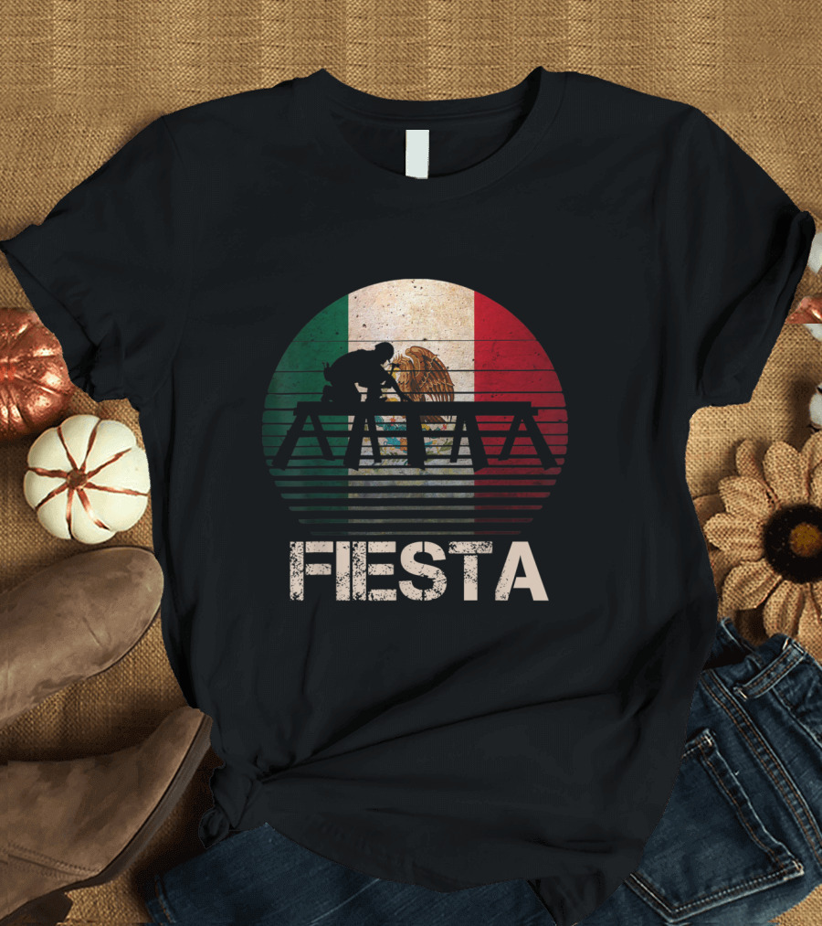 Fiesta Mexico Flag Roofer T-Shirt