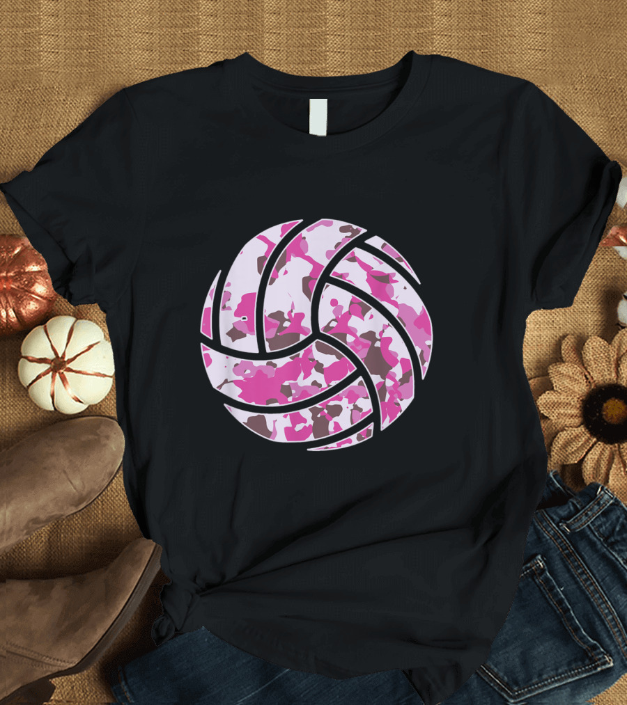 Pink Camouflage Volleyball T-Shirt