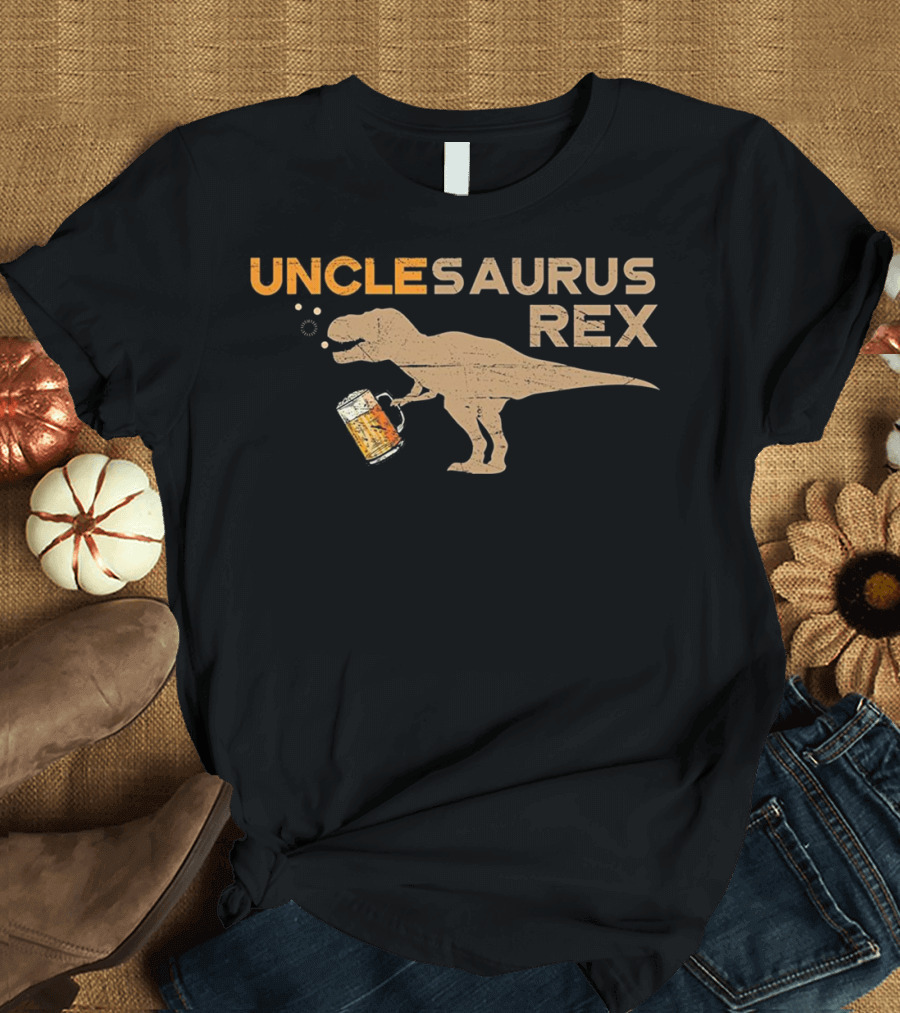 Uncle Saurus Rex Dinosaur Beer Bubbles Funny T-Shirt