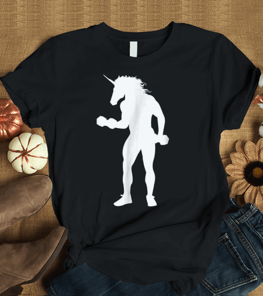 Unicorn Bodybuilder Lifting Weights T-Shirt