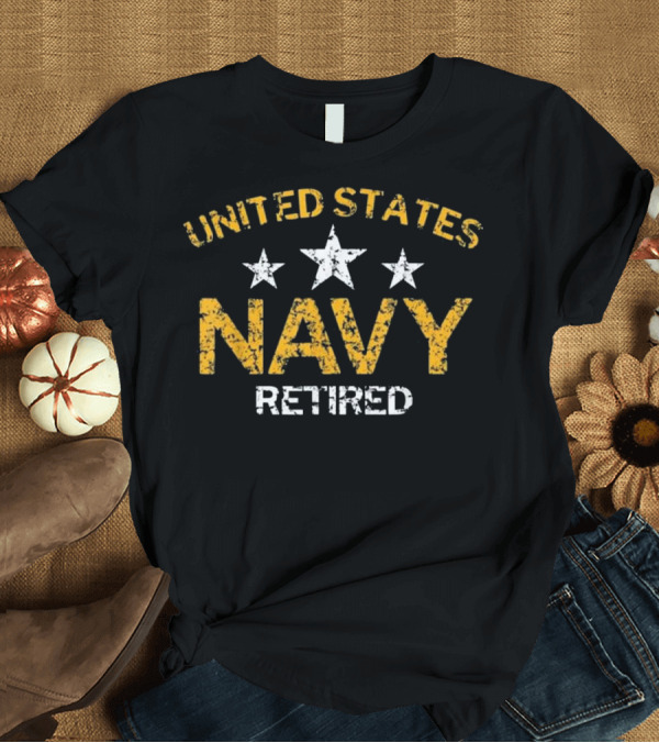 T-Shirt: United States Navy Retired Three Stars Faded Grunge T-Shirt United States Navy Retired Three Stars Faded Grunge T-Shirt