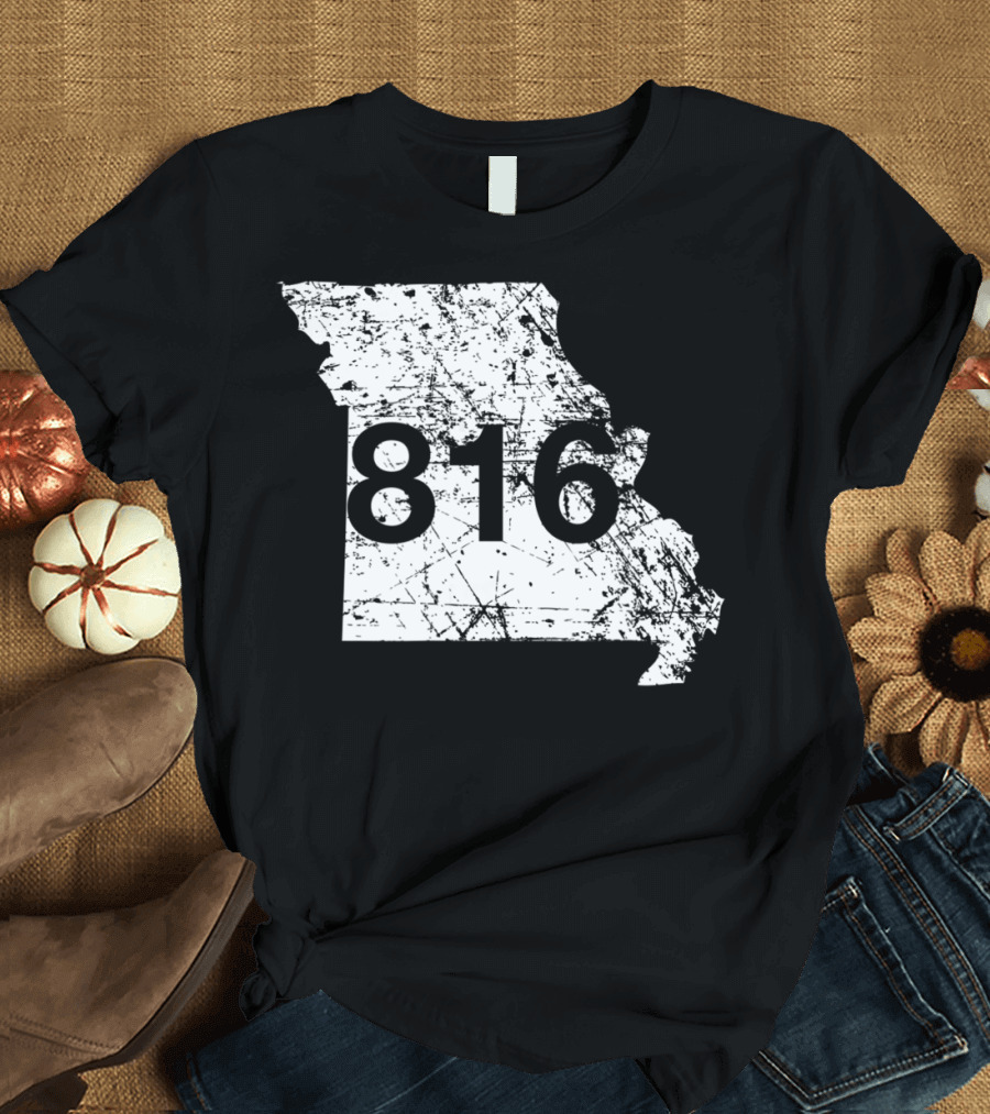 Missouri State Map 816 Area Code Kansas City St. Joseph T-Shirt