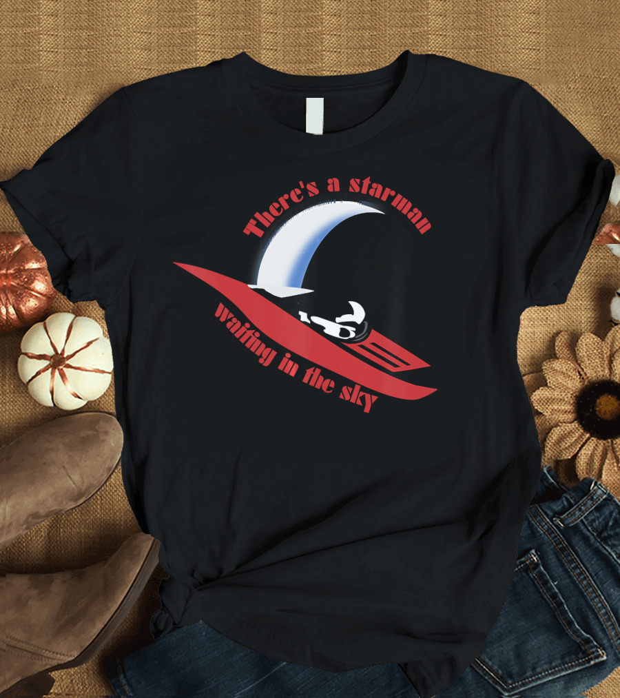 There's a Starman Waiting in the Sky Moon Hat T-Shirt