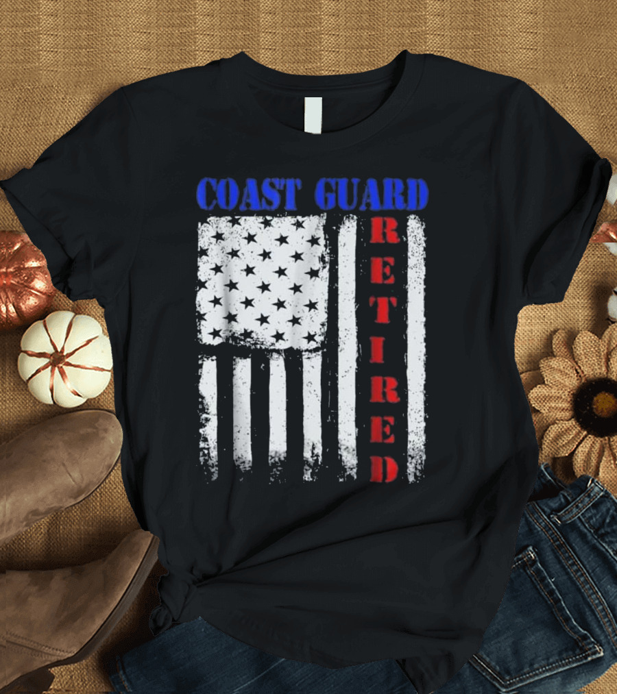 Coast Guard Retired American Flag T-Shirt
