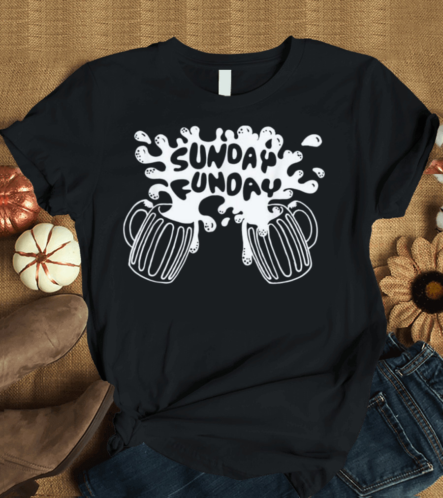 Sunday Funday Beer Mugs Splash Funny Men's T-Shirt