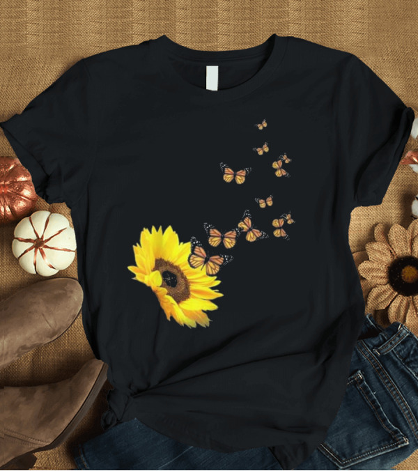 T-Shirt: Sunflower Monarch Butterfly Dreams T-Shirt Sunflower Monarch Butterfly Dreams T-Shirt
