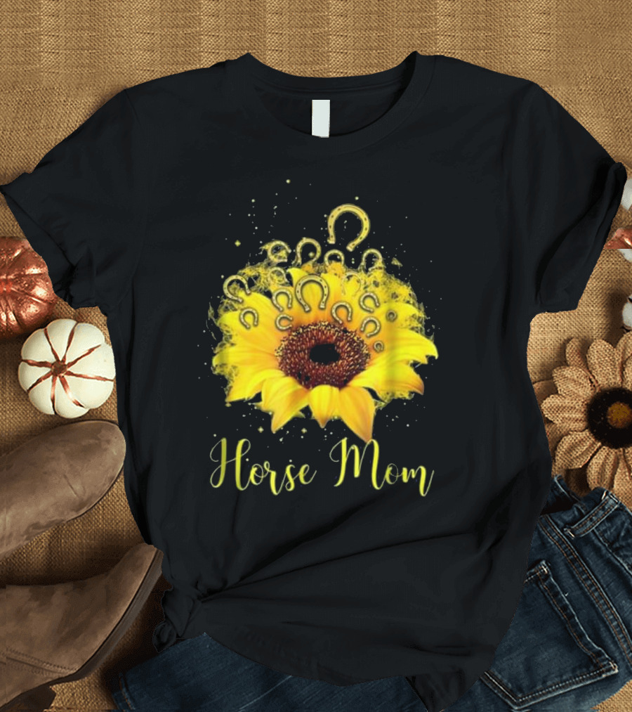 Sunflower Horseshoe Horse Mom T-Shirt