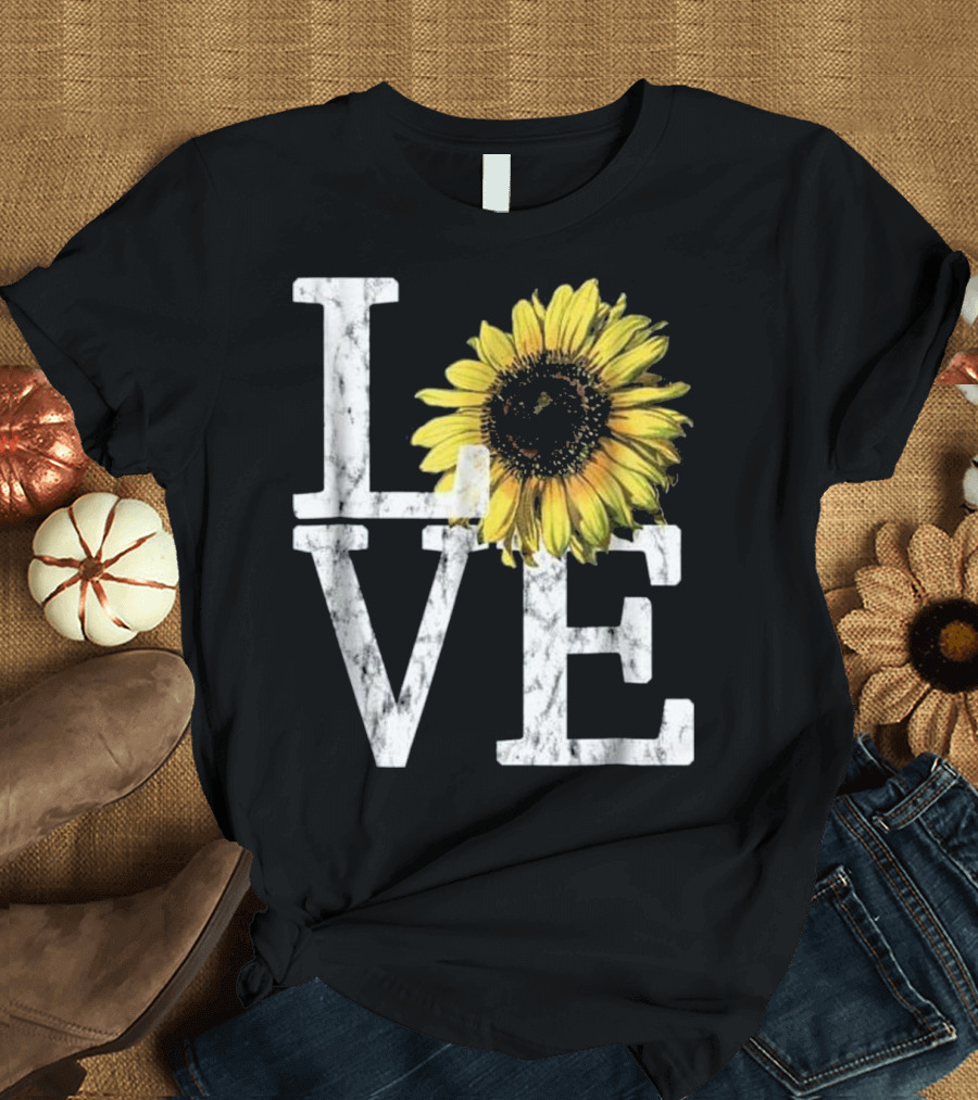 Sunflower Vintage Love Hippie T-Shirt