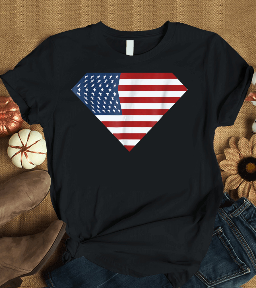 Super USA Shield Stars and Stripes American Flag T-Shirt
