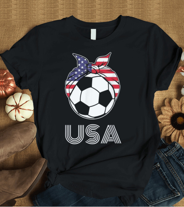 T-Shirt: USA Soccer Ball with American Flag Bandana T-Shirt USA Soccer Ball with American Flag Bandana T-Shirt