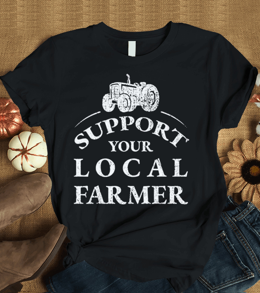 Support Your Local Farmer Vintage Distress Tractor T-Shirt