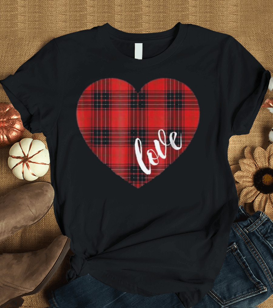 Valentines Day Love Plaid Heart T-Shirt