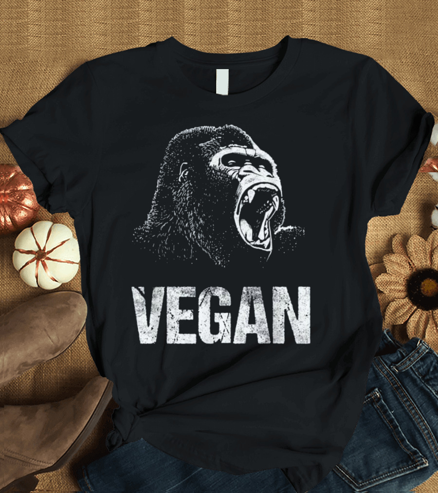 Vegan Gorilla Roar Vegetarian Food T-Shirt