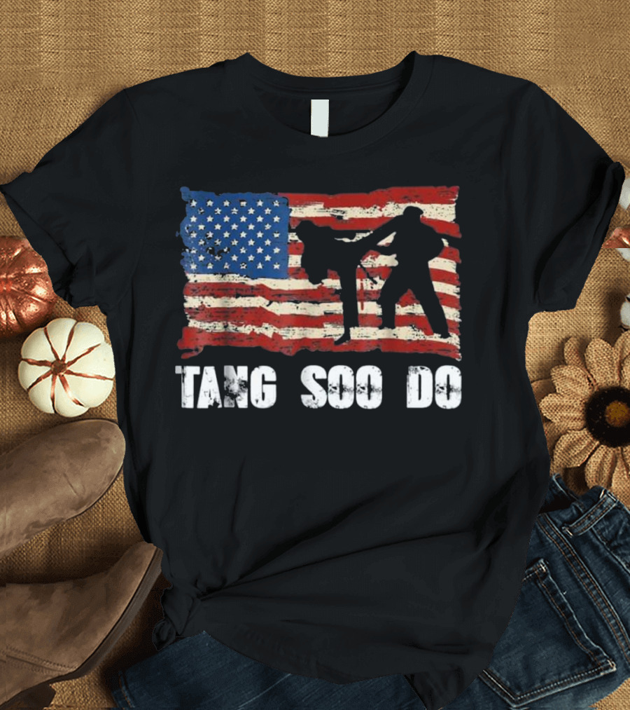 Tang Soo Do Men's Kid's Vintage Martial Arts American Flag T-Shirt