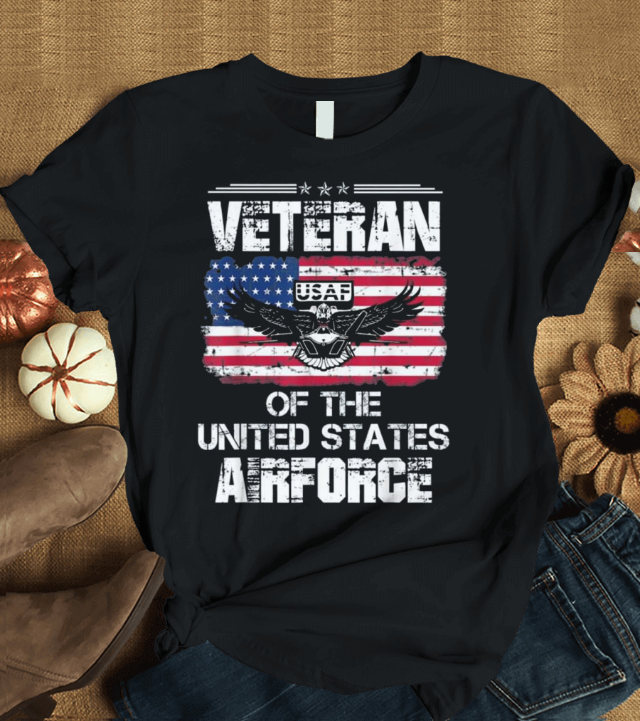 Veteran of the United States Airforce USAF American Flag T-Shirt