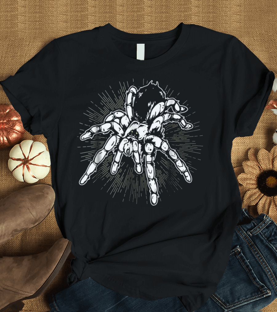 Tarantula Spider Illustration with Radiating Lines T-Shirt