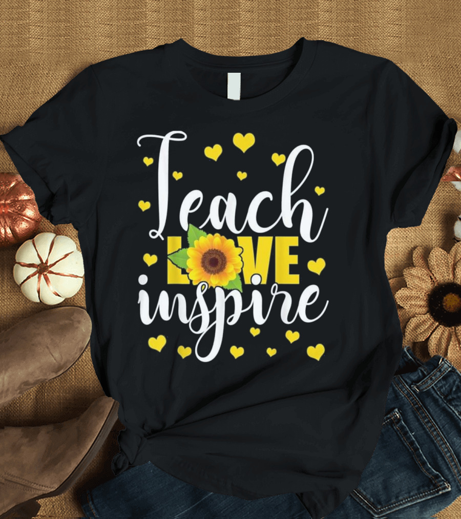 Teach Love Inspire Sunflower Heart T-Shirt