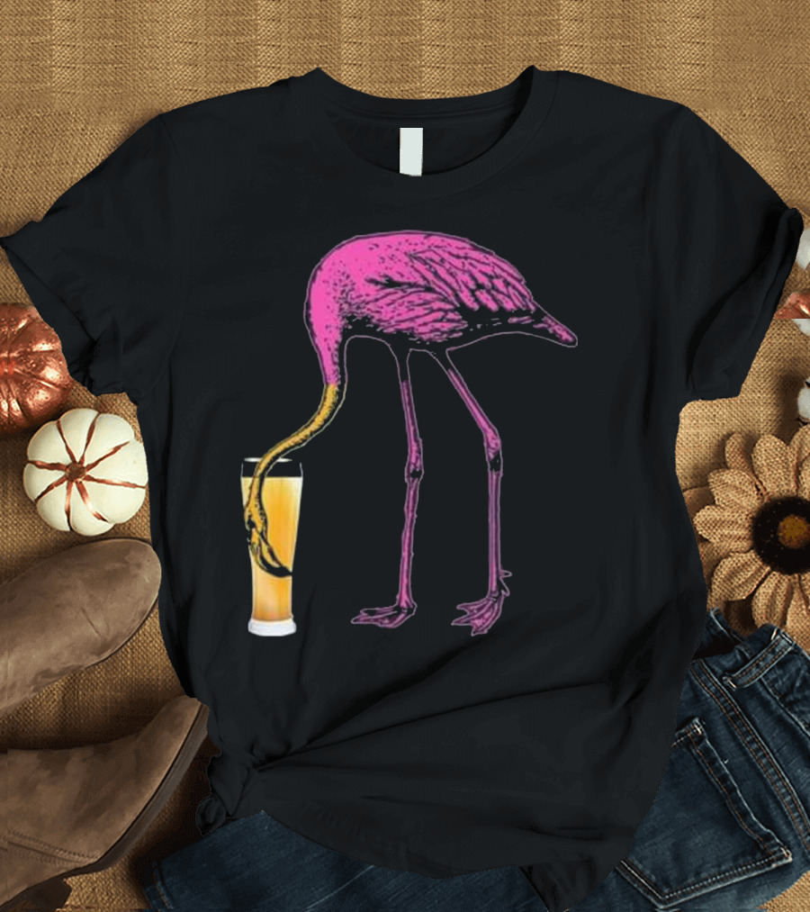 Vintage Pink Flamingo Beer Lover T-Shirt