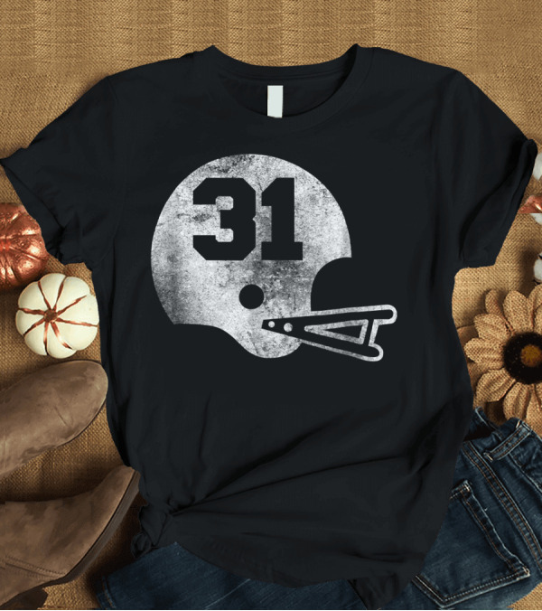 T-Shirt: Vintage Football Jersey Helmet Number 31 Pla T-Shirt Vintage Football Jersey Helmet Number 31 Pla T-Shirt