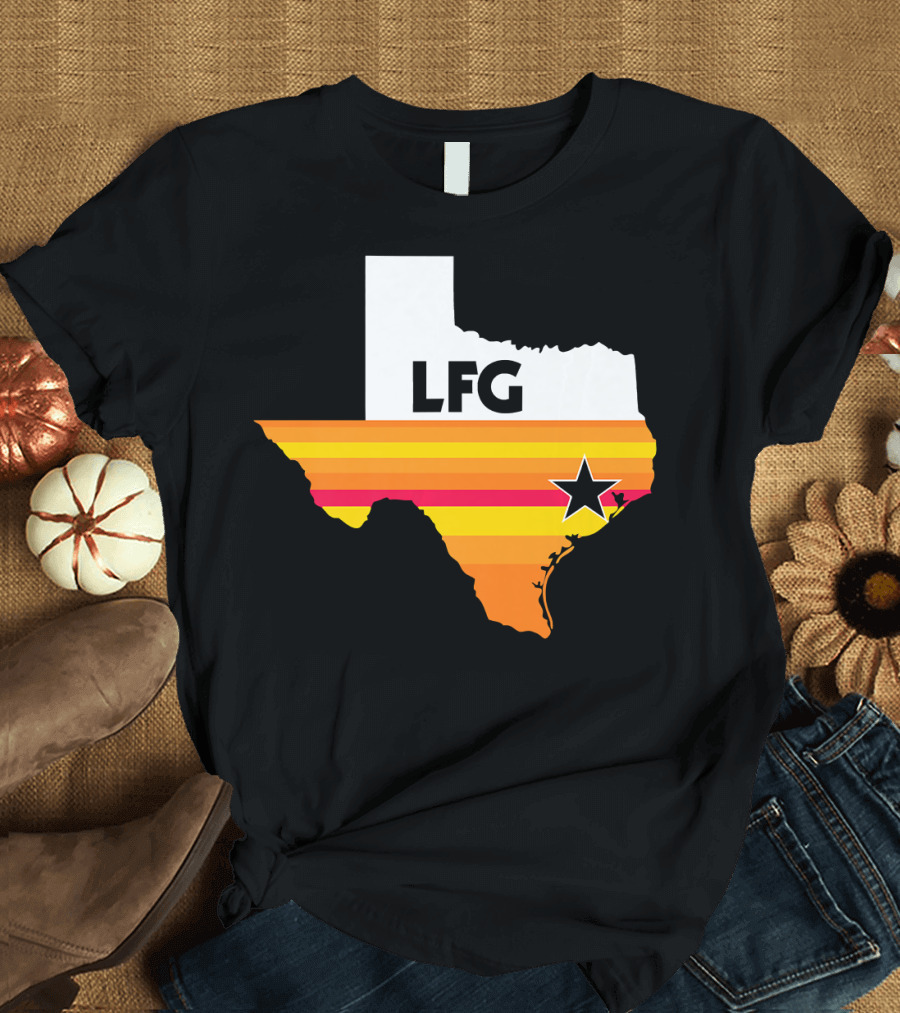 LFG Vintage Houston Texas Baseball Star Retro Stripes T-Shirt