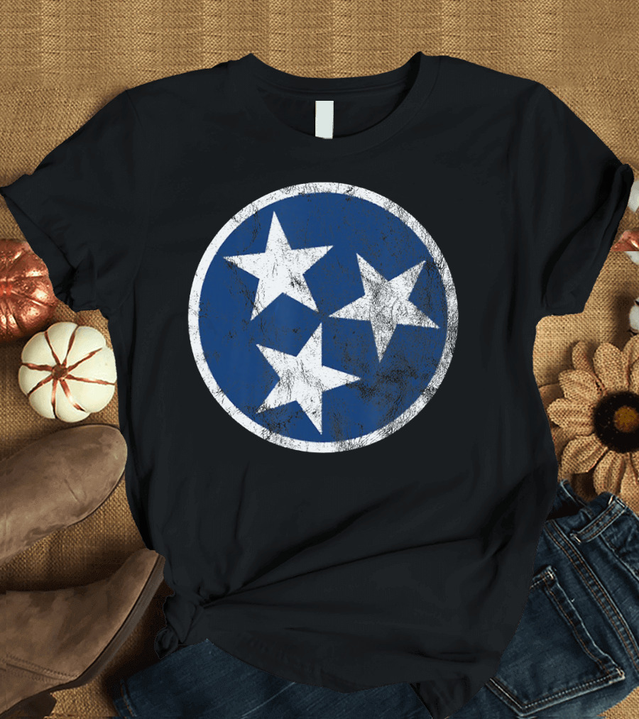 Tennessee State Flag Blue White Stars Circle T-Shirt