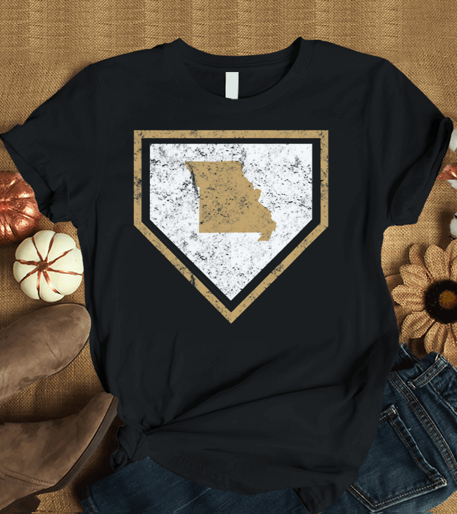 Kansas City Missouri Vintage Baseball Icon Home Plate Map T-Shirt