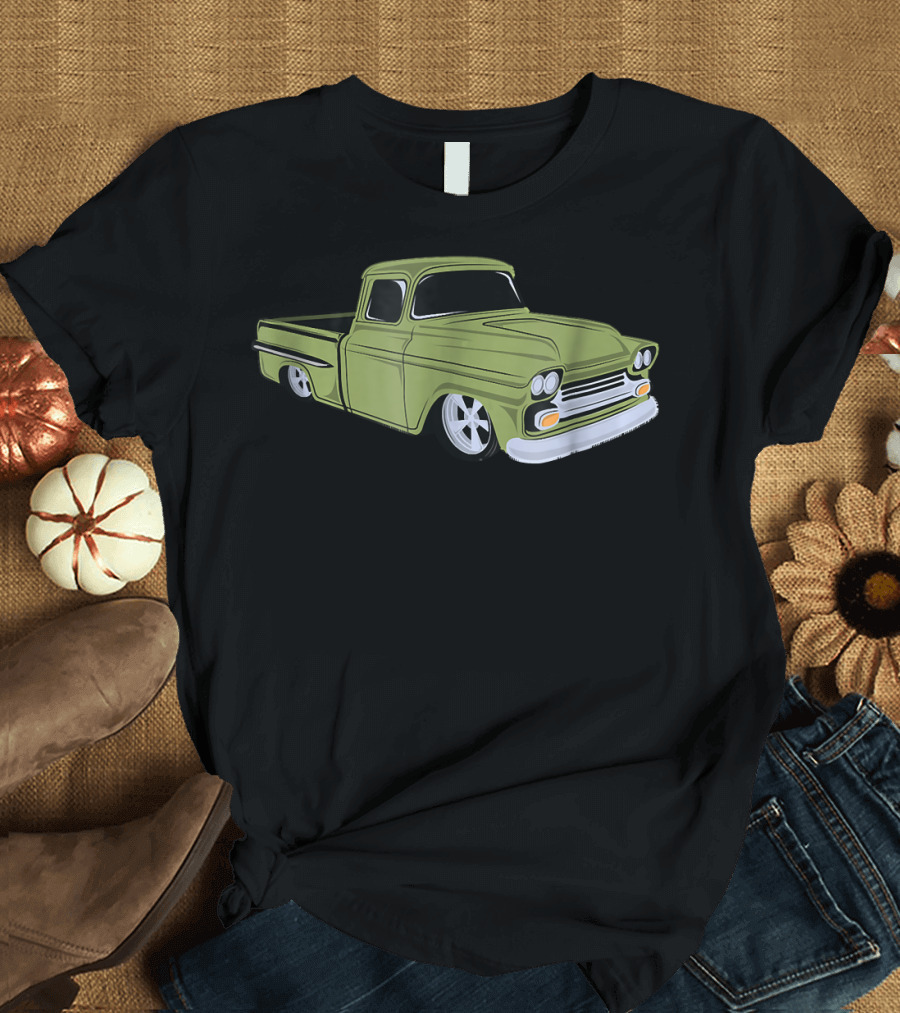 Vintage Lowrider Hot Rod Green Truck Classic 1950s T-Shirt