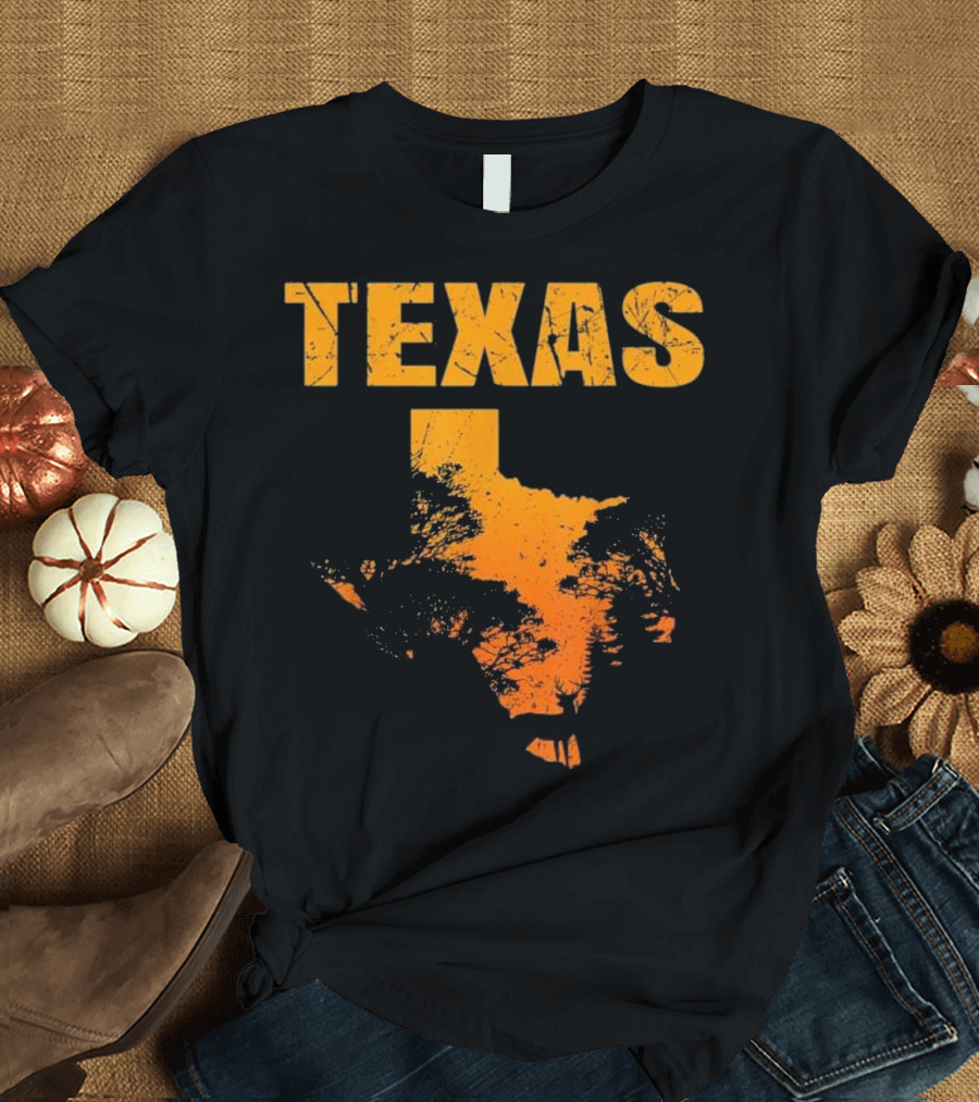 Texas Deerhunter State Rustic Wildlife Scene T-Shirt