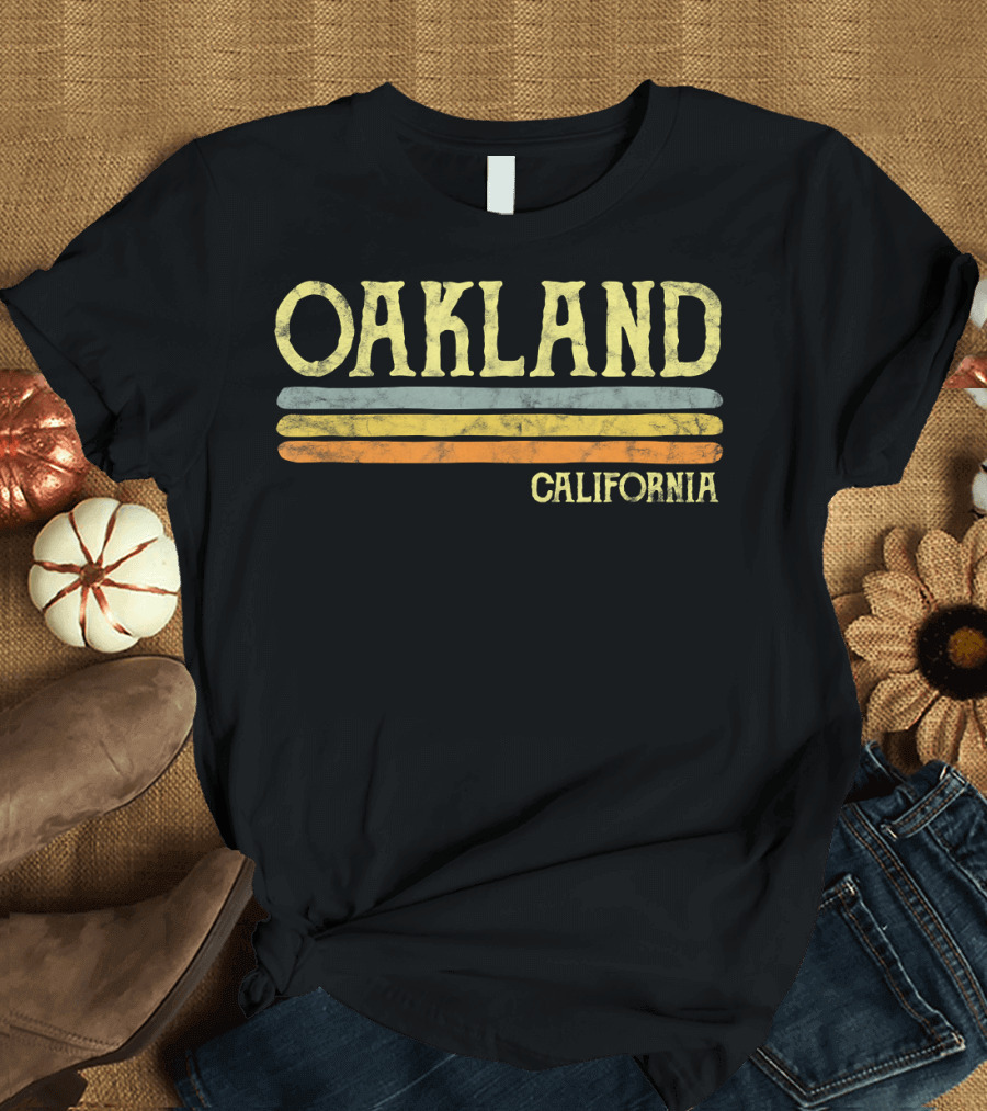 Oakland California Vintage Retro Stripes T-Shirt