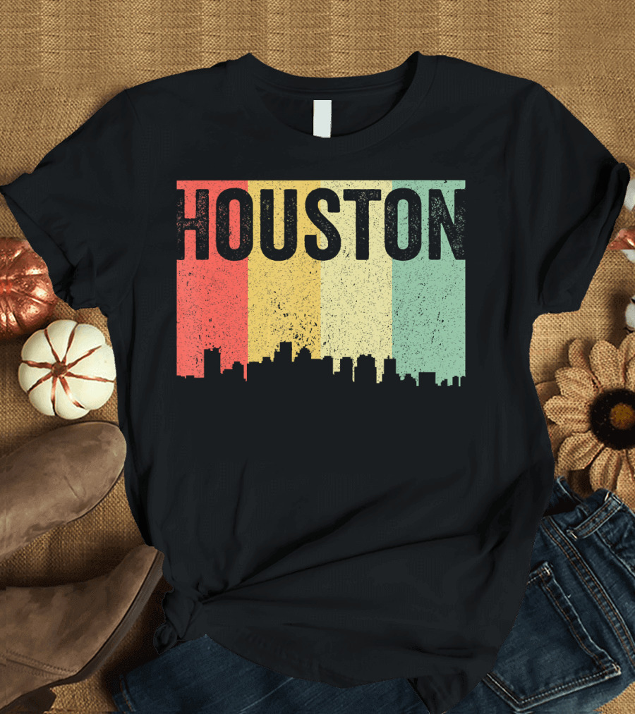 Retro Houston Skyline Vintage Souvenir Texas T-Shirt
