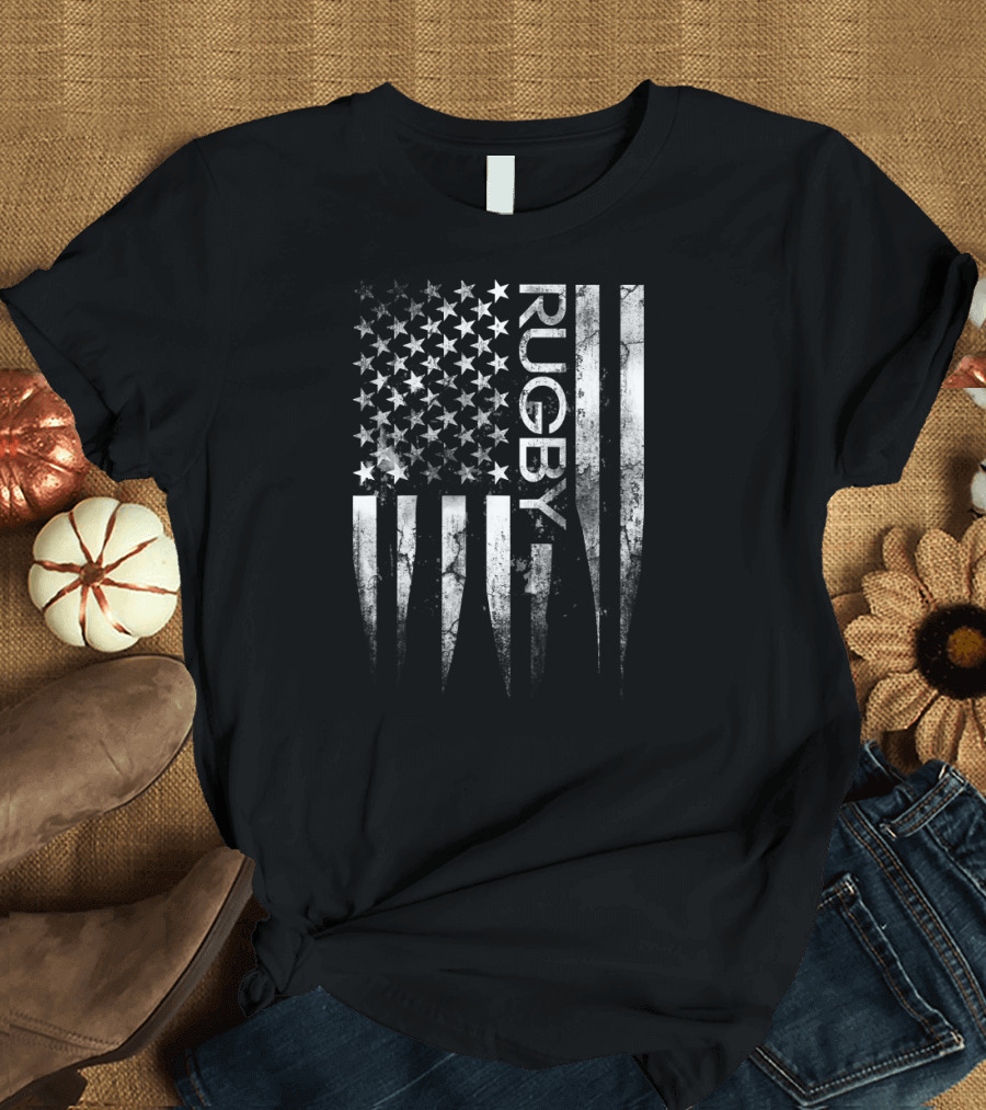 Vintage Rugby American Flag Stars Stripes USA T-Shirt