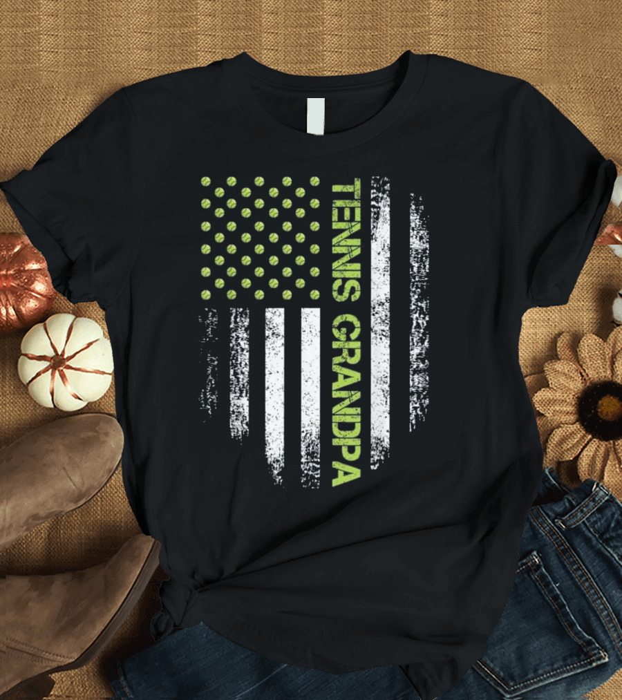 Vintage USA Tennis Grandpa American Flag T-Shirt