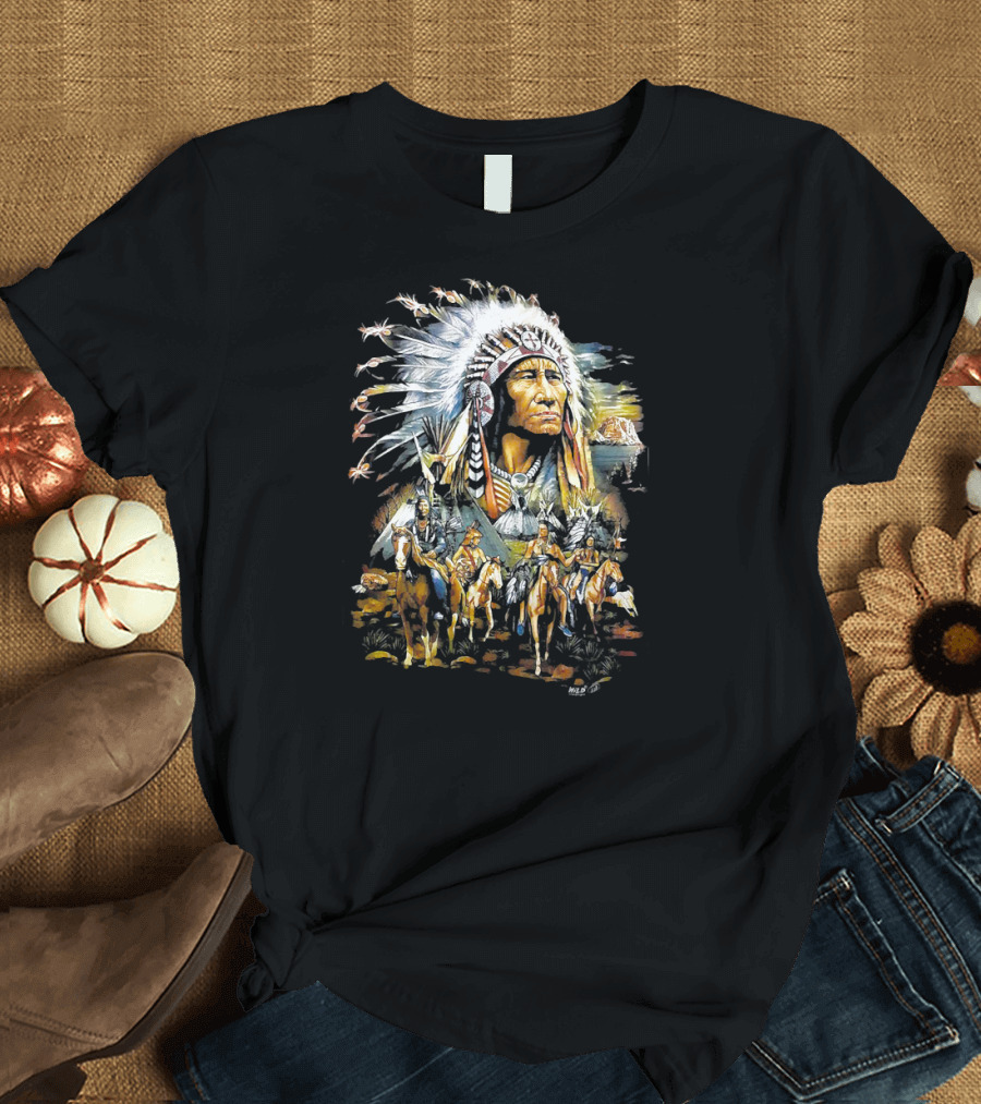 The Original Founding Fathers Native American Chiefs Warriors on Horses T-Shirt