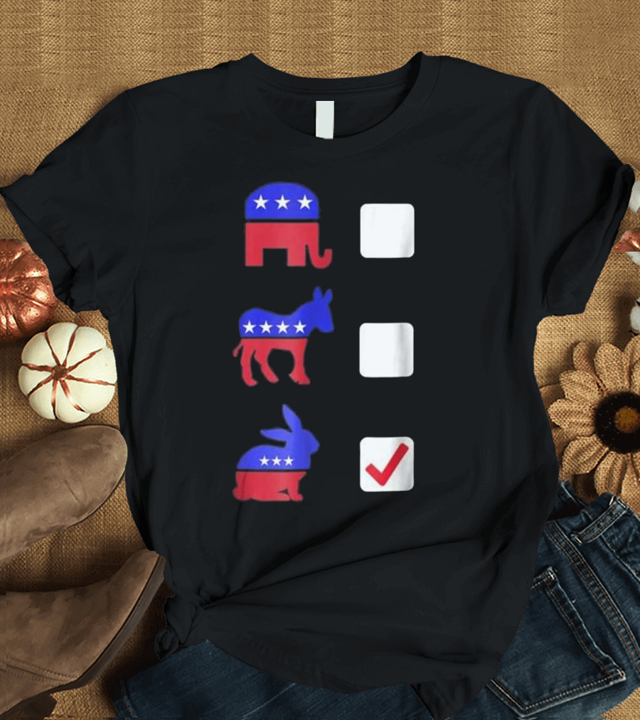Vote Bunny Rabbit Funny Pet Rabbit With Patriotic Colors and Political Symbols T-Shirt